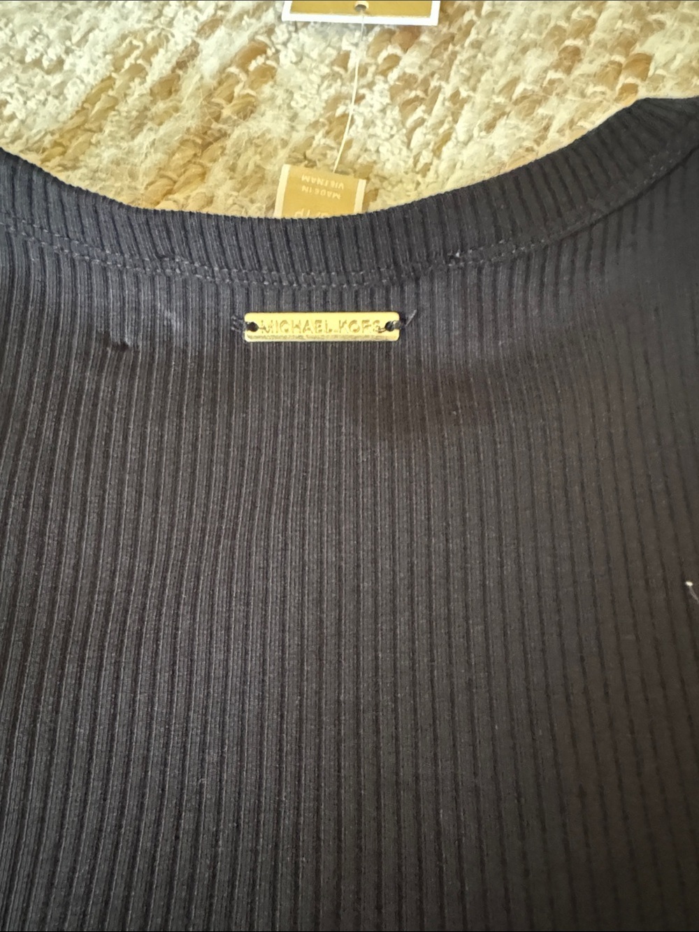 MICHAEL Michael Kors Black Ribbed Tank with Gold Studs - Picture 4 of 5